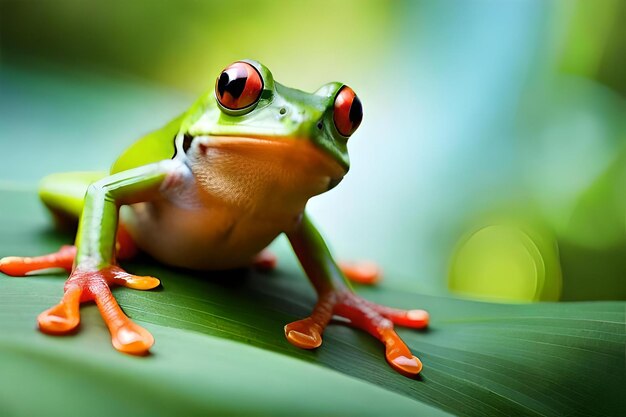 Photo transport yourself to the astuteness of the amazon rain forest and encounter a vibrant tree frog creative resource ai generated