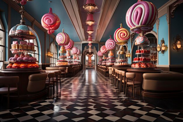 Transport yourself to a candy wonderland with a poster illustrating a whimsical candy store