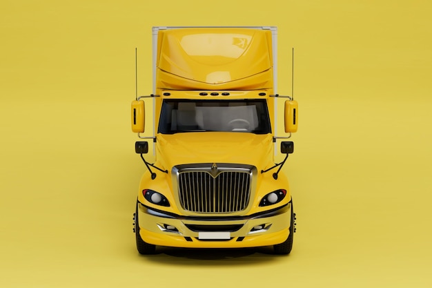 Photo transportation of goods over long distances truck with a yellow body on a yellow background