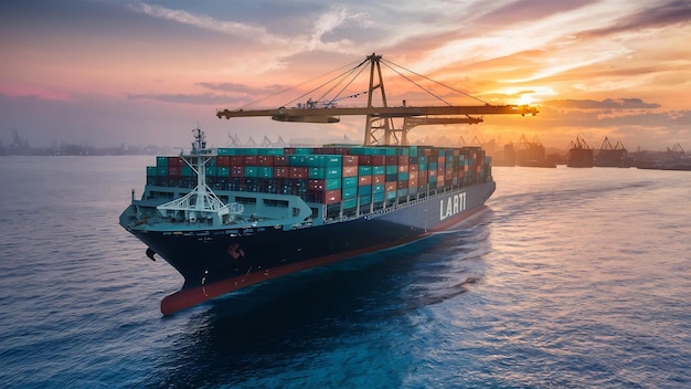 Transportation and logistics of container cargo ship and cargo plane