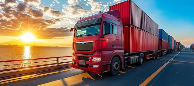 輸送と物流ネットワーク 貨物船と貨物輸送のためのトラック