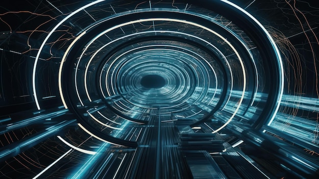 A transportation system using portals or wormholes AI generated