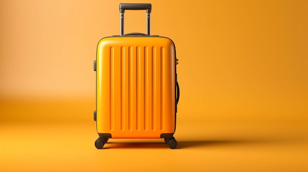 A transportation travel luggage or baggage bag on yellow background