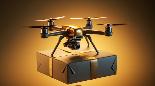 Transportation vehicle sky air robot cardboard box control propeller technology delivery package flight uav unmanned remote helicopter shipping fast fly drone
