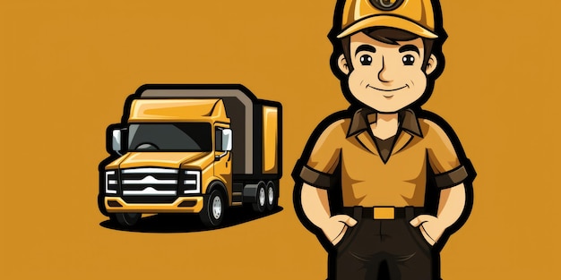 Transportation Worker mascot for a company logo line art Generative AI