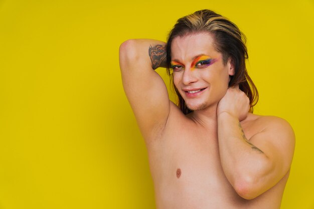 Transseksueel mannelijk portret, conceptuele ondersteuning van homo's, lesbiennes, transgenders en tegen homofobie