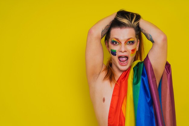 Transseksueel mannelijk portret, conceptuele ondersteuning van homo's, lesbiennes, transgenders en tegen homofobie