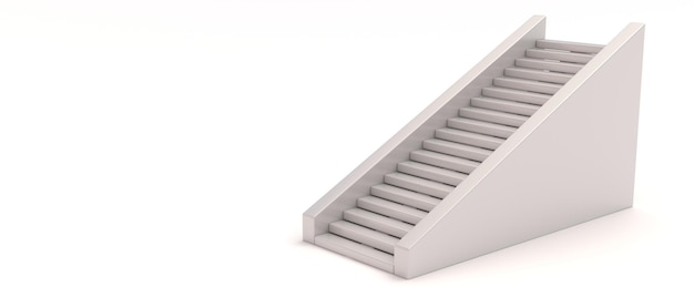 Trap en betonnen balustrade geïsoleerd op witte lege achtergrond 3d illustratie