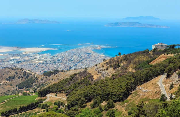 Trapani uitzicht vanaf Erice Sicilië Italië