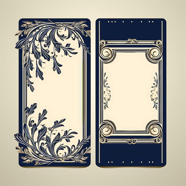 台形ギリシャ パターン タグ カード アイボリーとブルーの色淡い 2D デザイン創造的な古い伝統的な