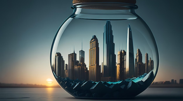 Trapped Tranquility Metropolis Within a Bottle