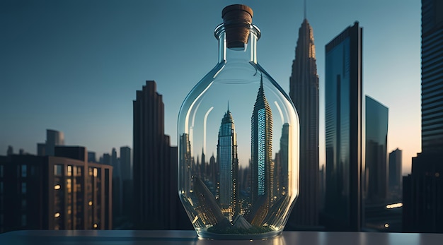 Trapped Tranquility Metropolis Within a Bottle