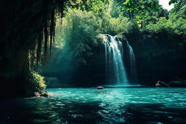 Trapsgewijze waterval in een tropisch paradijs