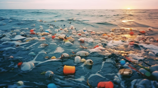 The trash all over the sea surface