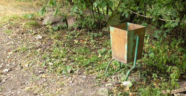 Trash bin in nature