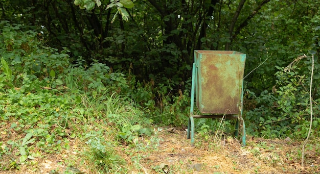 Trash bin in nature