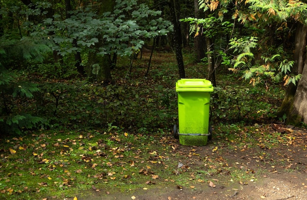 Trash bin in nature