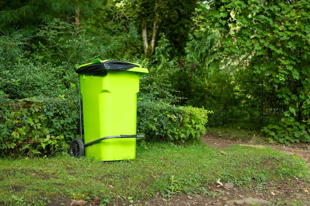 Trash bin in nature