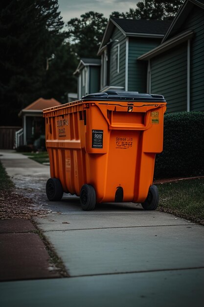 Photo a trash bin that has the word waste on it