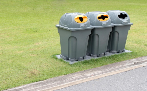 Photo trash bins at outdoor park