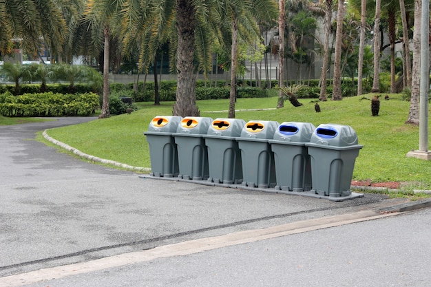 Trash bins at outdoor park