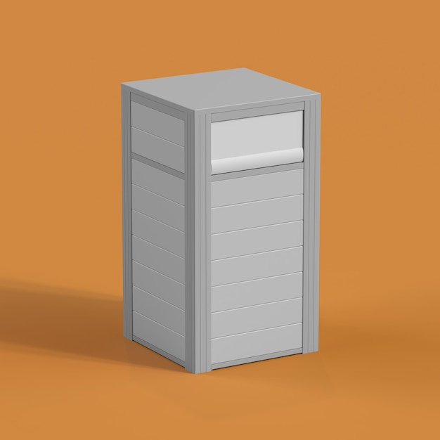 Trash Can 3d Illustration Over Orange Background