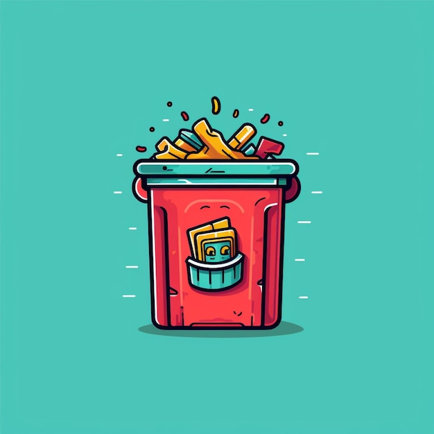 trash can logo vector simple flat color