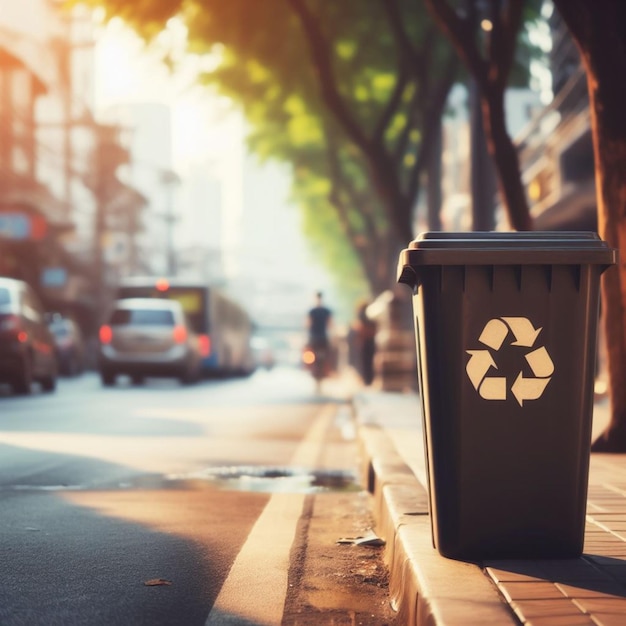 Photo trash can in the street