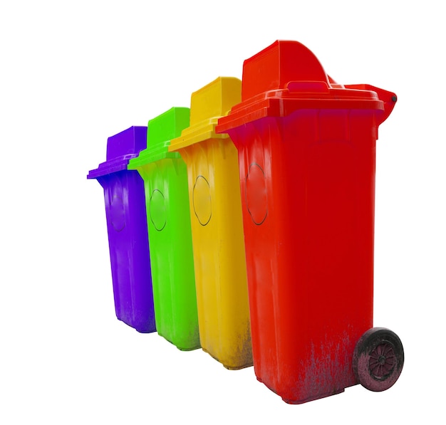 Trash can on white background