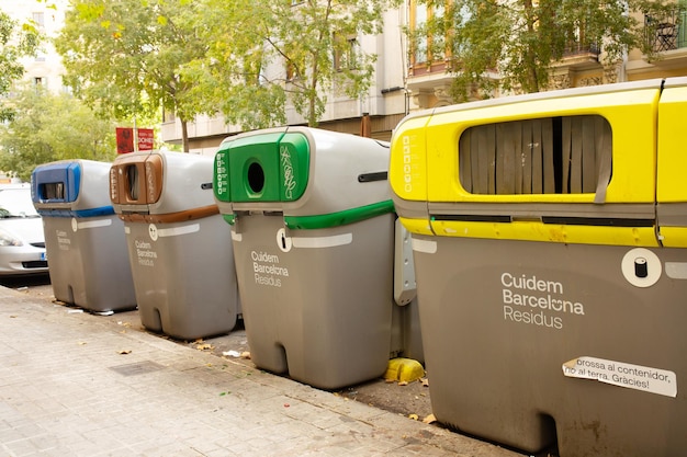 Trash cans (garbage bins) in Spain. Barcelona.