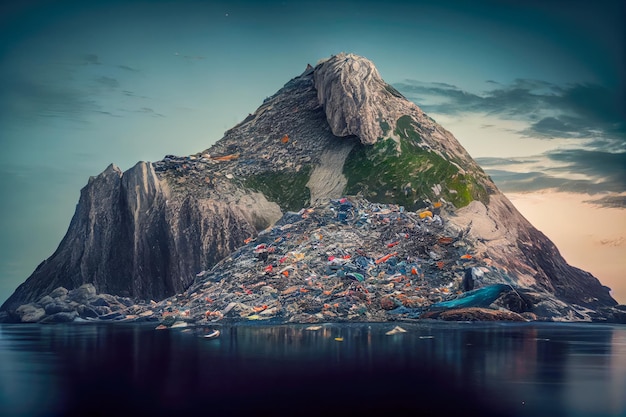 Trash island in the ocean Generative AI