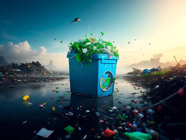 Trash plastic pollution concept