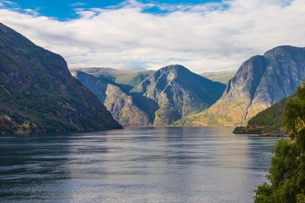 Photo traval on large cruise ship from the port of flam to stavanger, in sunny summer day, norway.