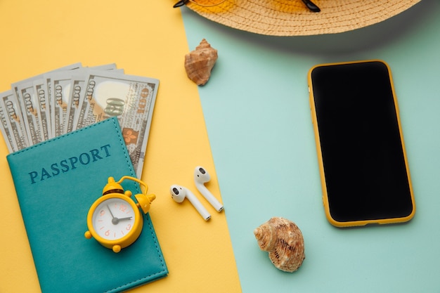 Travel accessories and passport with money