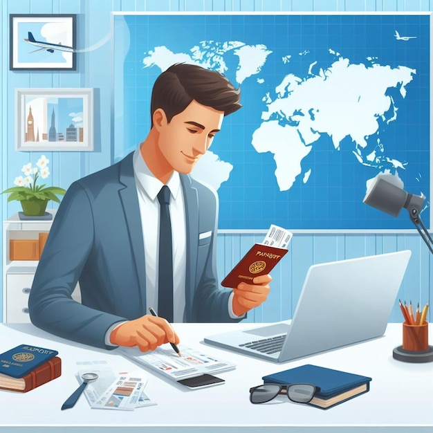 travel agent work in office