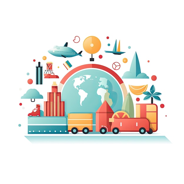Travel around the world Vector illustration in flat style Travel concept