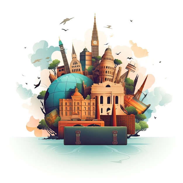 Photo travel around the world vector illustration in flat style travel concept