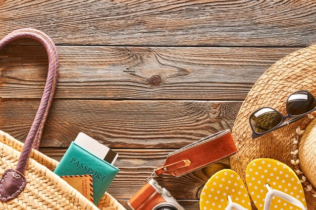 Travel and beach items still life