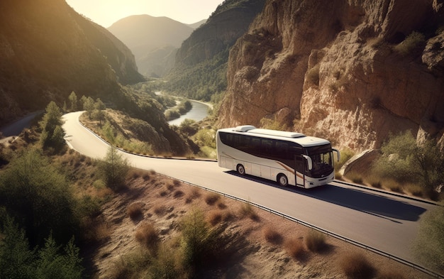 Travel bus on nature highway