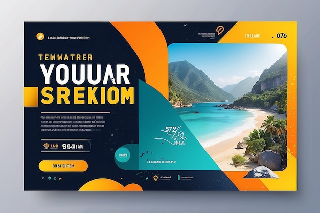 Photo travel business promotion web banner template design for social media