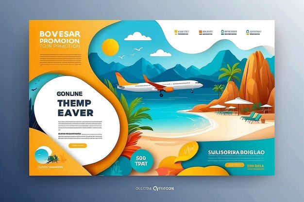 Photo travel business promotion web banner template design for social media