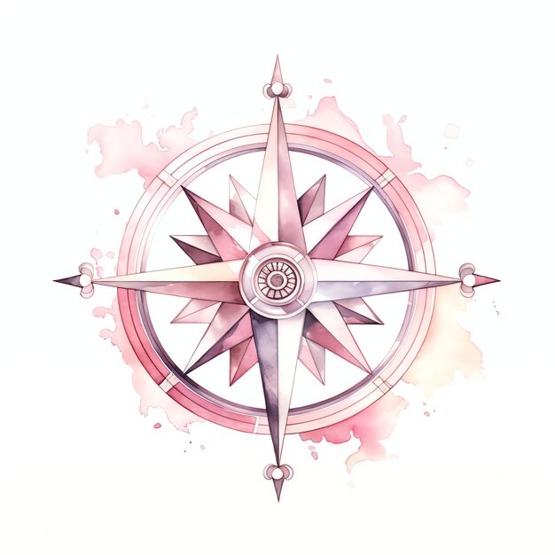Travel compass watercolor illustration travel clipart