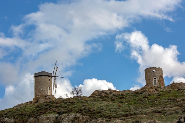 Travel concept photo; Turkey Izmir Foca windmill