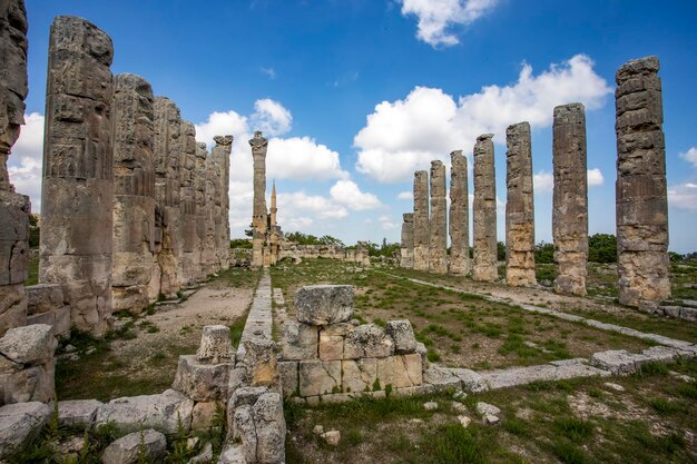 Travel concept photo. uzuncaburc historical ancient city mersin / turkey