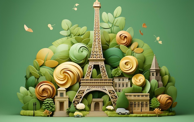 Travel concept with Iconic attractions embellish our green and global planet