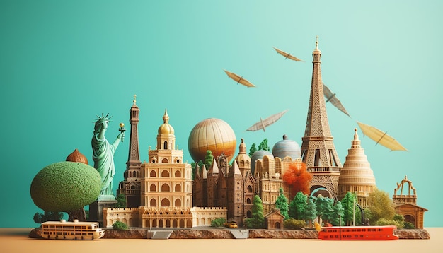 travel concept with landmarks