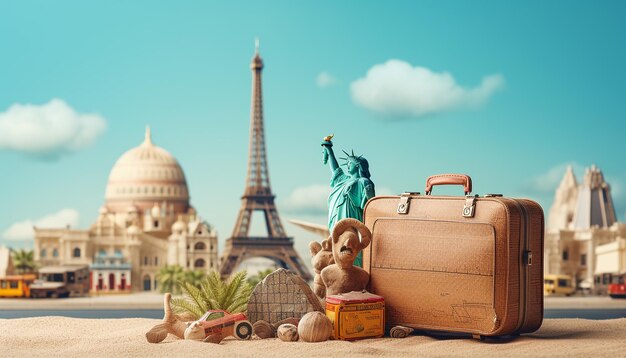 travel concept with landmarks