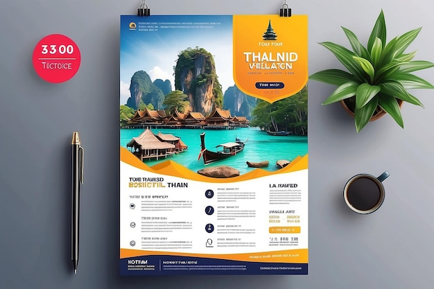 Foto modello di progettazione di volantini per viaggi pacchetto turistico thailandia pacchetto hotel per viaggi volantini