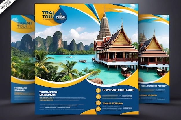 Photo travel flyer design template thailand tour package flyer travel hotel package