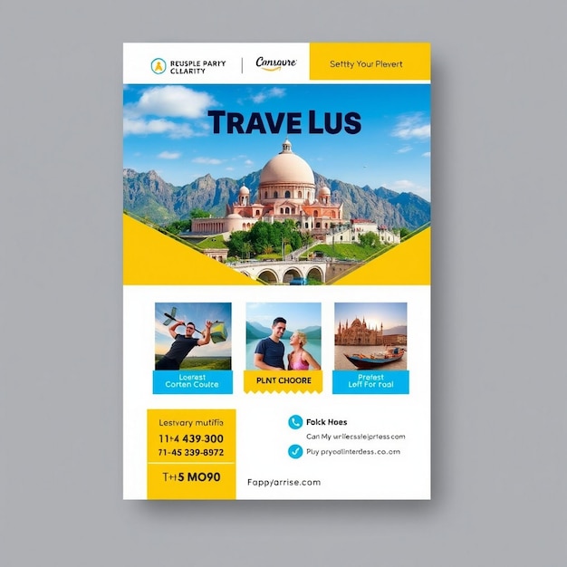 Travel flyer and social media template with photo
